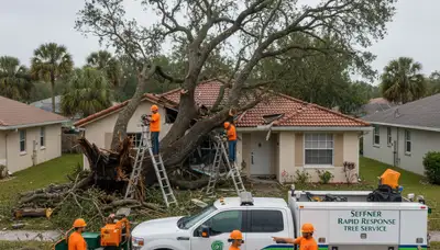 Emergency tree removal after storm damage in Seffner, FL by Tampa professional tree service crew
