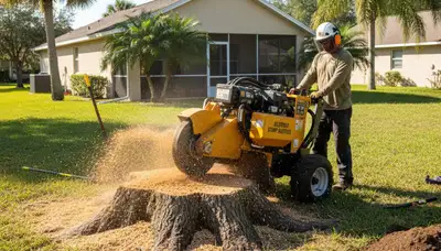 Professional stump grinding removing tree stumps in Oldsmar, FL by Tampa tree removal experts