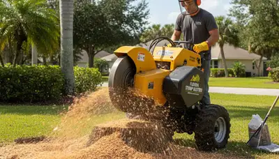 Professional stump grinding service removing tree stumps in Thonotosassa, FL near Tampa homes