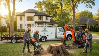 Professional stump removal service in Tampa FL by Chop Chop Tree experts safely grinding tree stumps