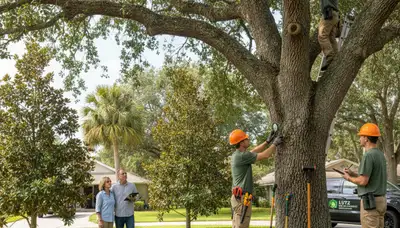 Certified arborist performing tree health assessment for homeowners in Lutz, Tampa, FL