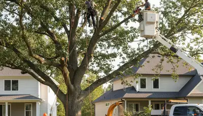 Certified arborist pruning oak tree branches in Tampa, FL for safe, healthy canopy maintenance