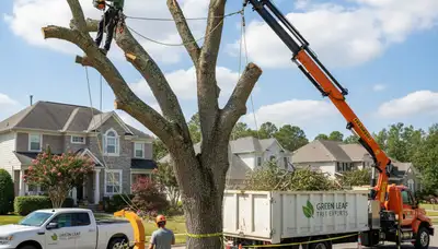 Professional tree removal team trimming oak branches in Tampa, FL