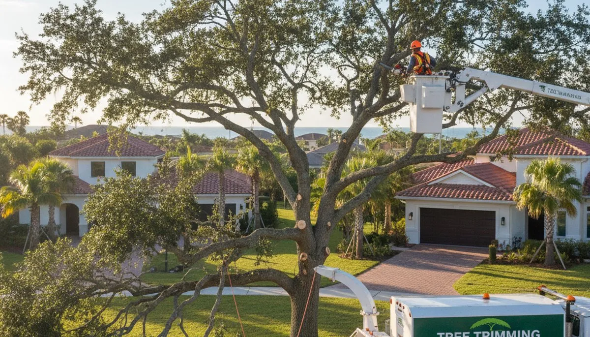 Professional tree removal service in Tampa FL safely cutting and clearing large trees