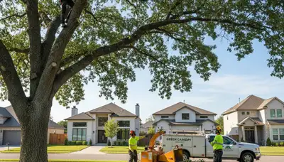 Professional arborist trimming oak tree branches in Tampa, FL for Chop Chop Tree service